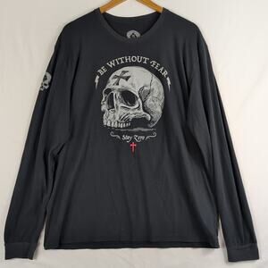 Wash With Souls Sweatshirt Skull Graphic Print Long Sleeve Black Knit Size XL